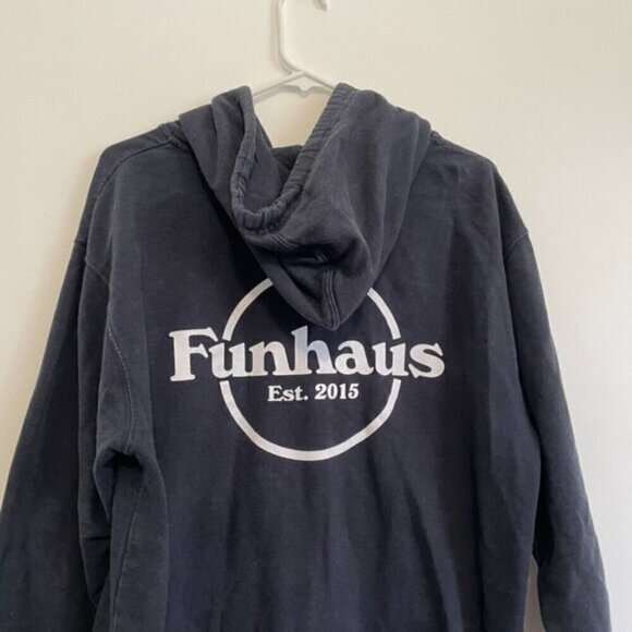 ROOSTER TEETH FUNHAUS Mens Navy Blue Double Sided Full Zip Hoodie Sweatshirt M - Picture 10 of 15